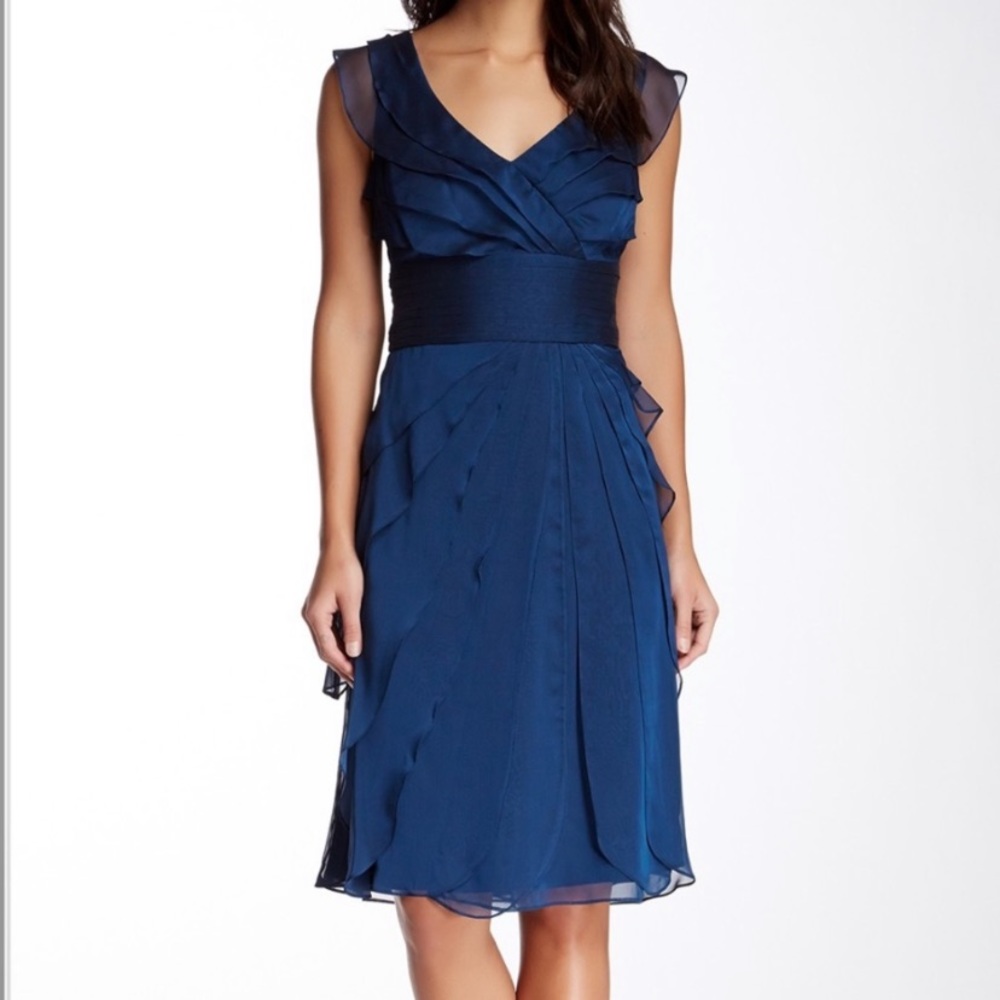 COPY - Adrianna Papell tiered chiffon cocktail dress